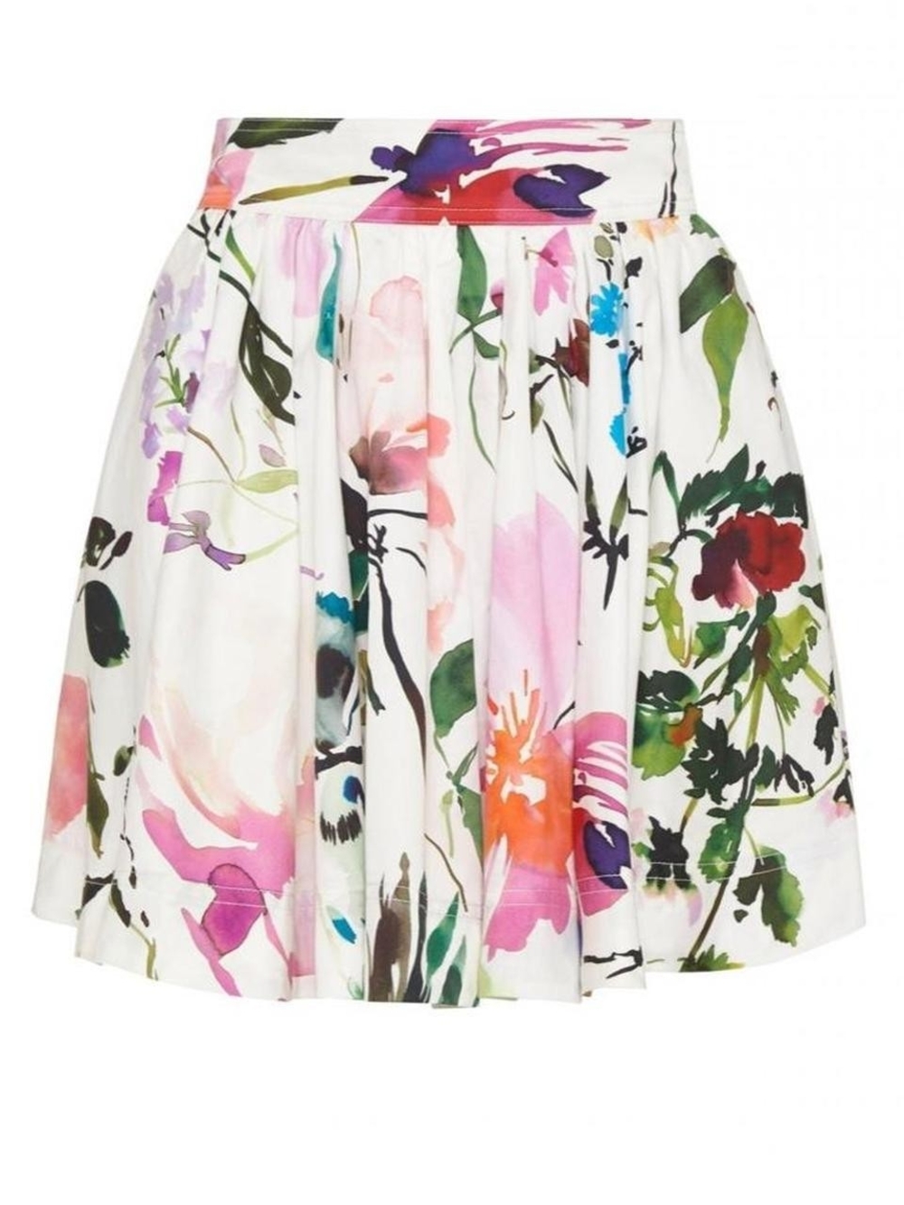 NWT Aje Mini Skater Skirt In Botanical Floral In White and Multicolor, US 0/AU 4